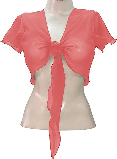 Women's Chiffon Choli Blouse Short Sleeve Tie Crop Top Shrug Belly Dance Gypsy - Bild 49 von 63