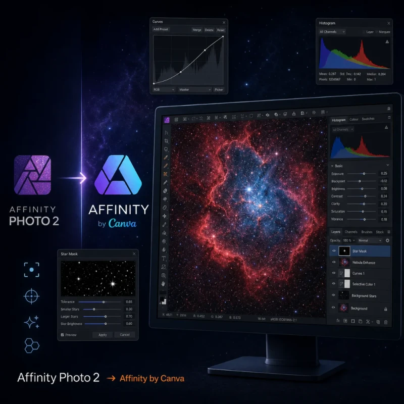 Affinity Photo 2 Affinity by Canva edici�n nebulosa astrofotograf�a