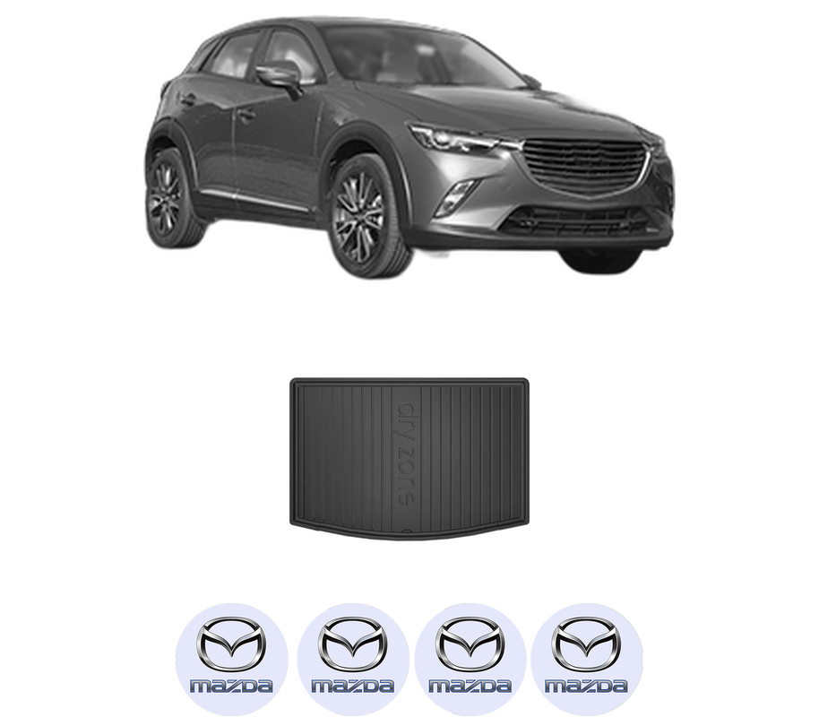 Tavita Portbagaj MAZDA CX-3 (DK) din 2015-2018, Protectie Portbagaj Auto, 4x Stickere auto cu MAZDA