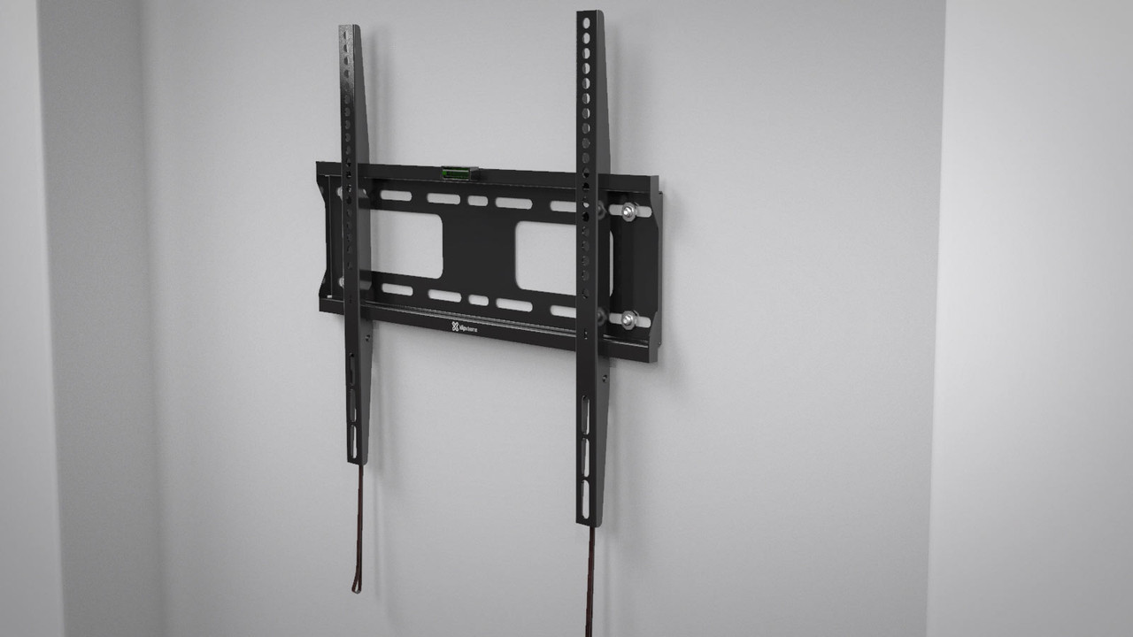Soporte de pared Klip Xtreme KTM-010 sosteniendo un televisor grande.