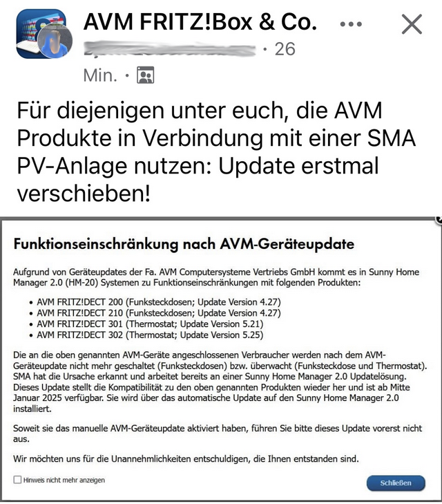 SMA-Problem mit AVM DECT-Geräten