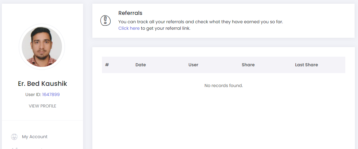 Idle Empire Referrals Details