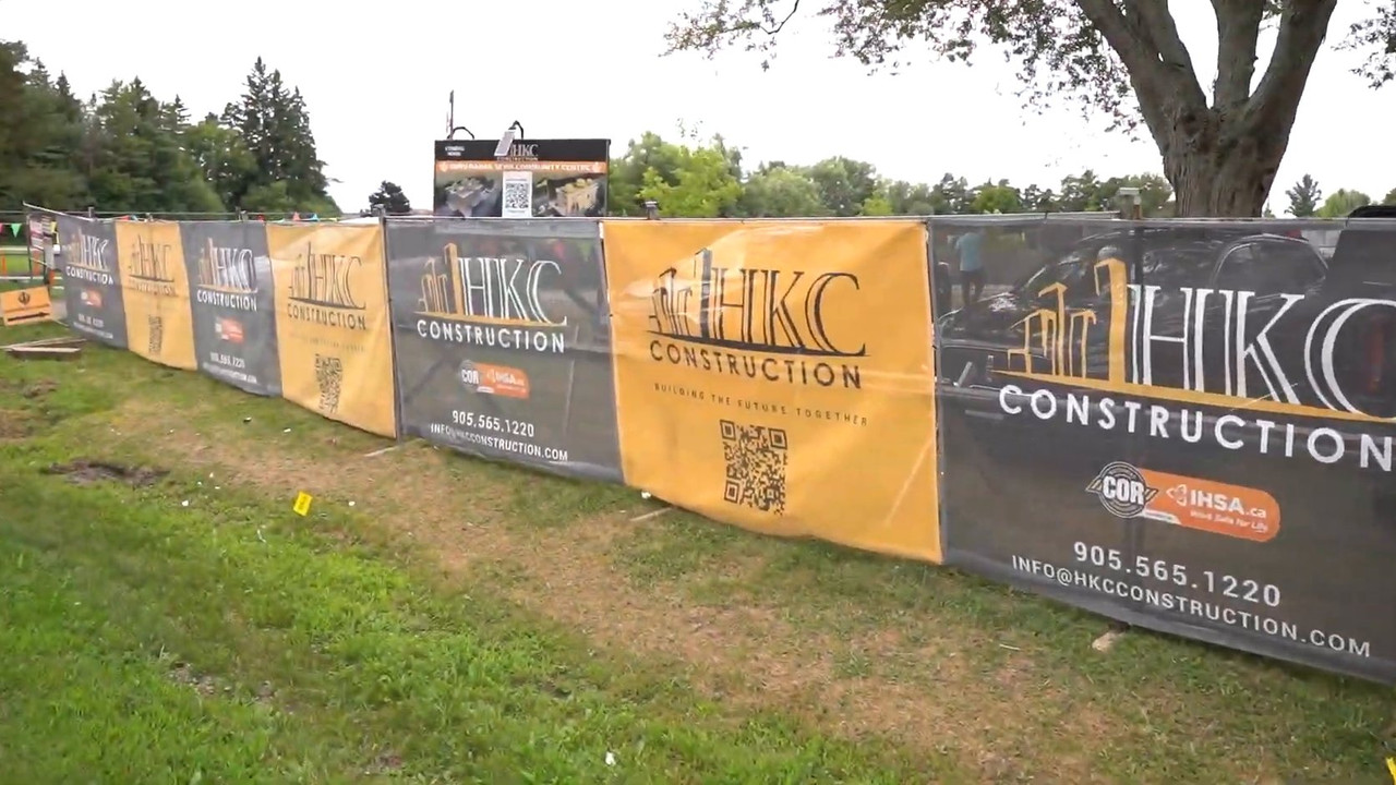 HKC Construction hoarding around the Gurudwara Sahib site in Oshawa