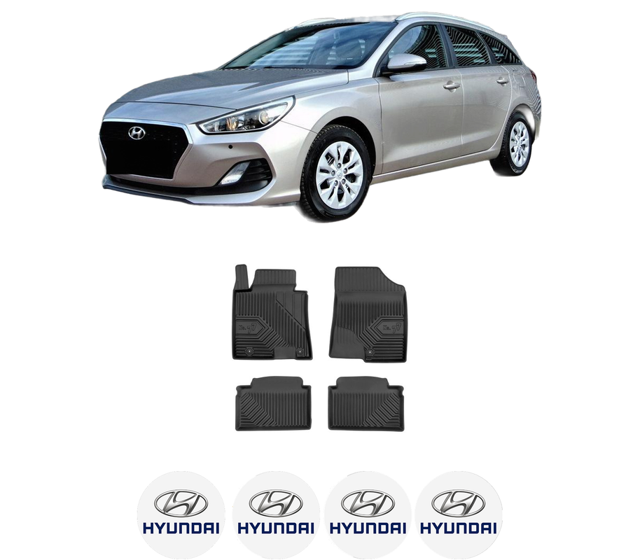 Set covorase presuri HYUNDAI i30 Kombi Van (GDE, GD) din 2015-2017, auto, din cauciuc thermoplastic, 4 Stickere auto cu HYUNDAI