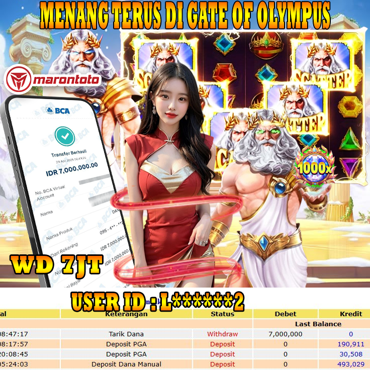 Bukti Kemenangan Member Marontoto Sebesar 7,000,000 JuTa