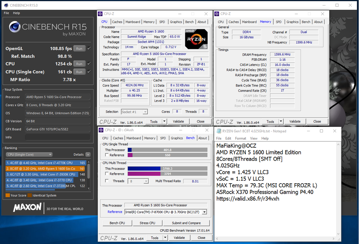 RYZEN Gen1 8C8T 4.025GHz