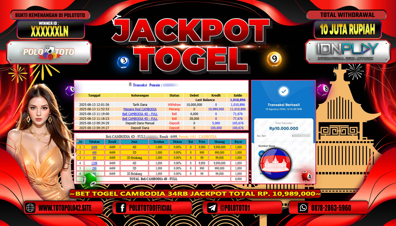 POLOTOTO JACKPOT TOGEL POOL CAMBODIA Rp.10.000.000,-LUNAS