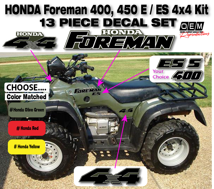 Honda Foreman 400 450 S ES 4x4 OEM Decal Emblem Sticker Kit forman ATV