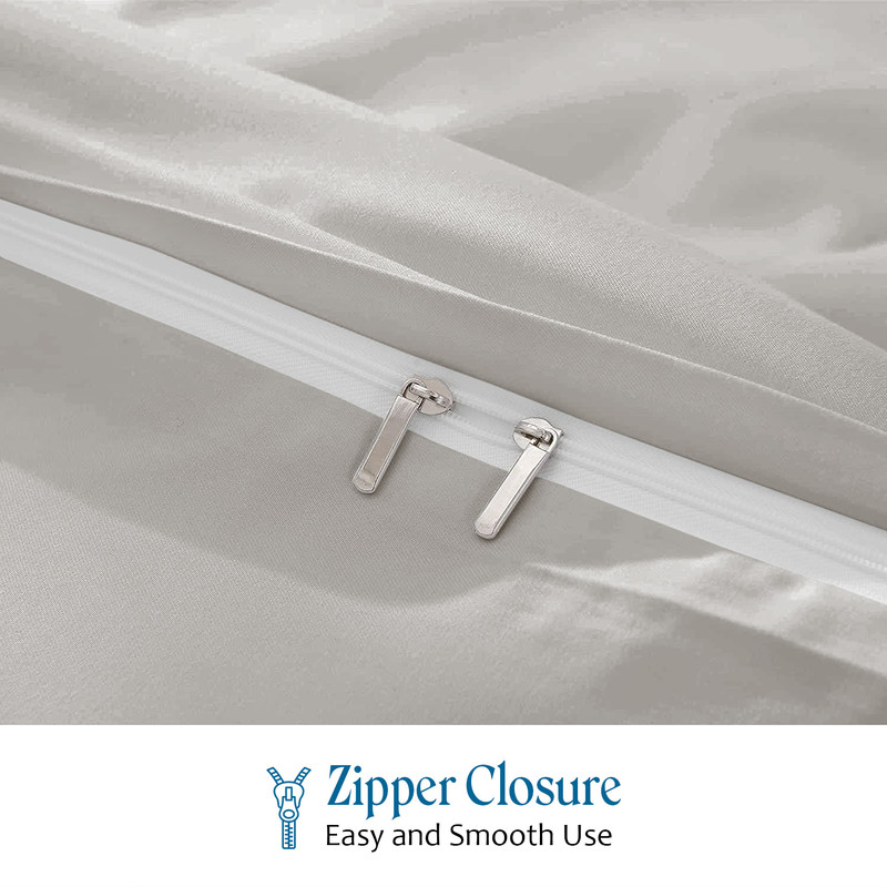 Picture of VEGAS HOTEL COLLECTION Classic Egyptian Cotton 1-Piece Duvet Cover { Zippered Closure } 1000 Thread Count- Fabulous Solid Looking Color Silver Grey - Twin/Twin XL Size
