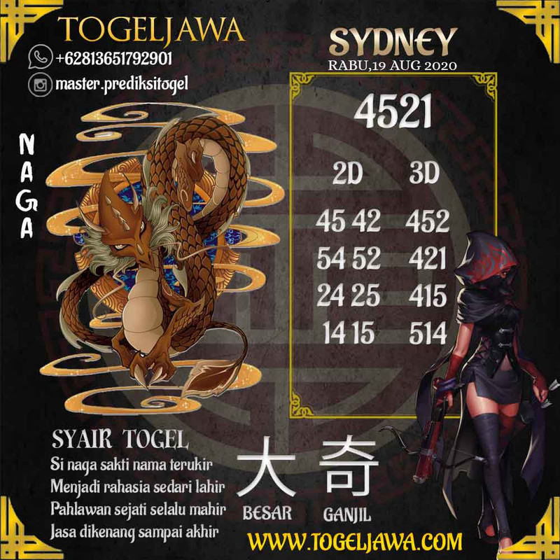 Prediksi Sydney Tanggal 2020-08-19