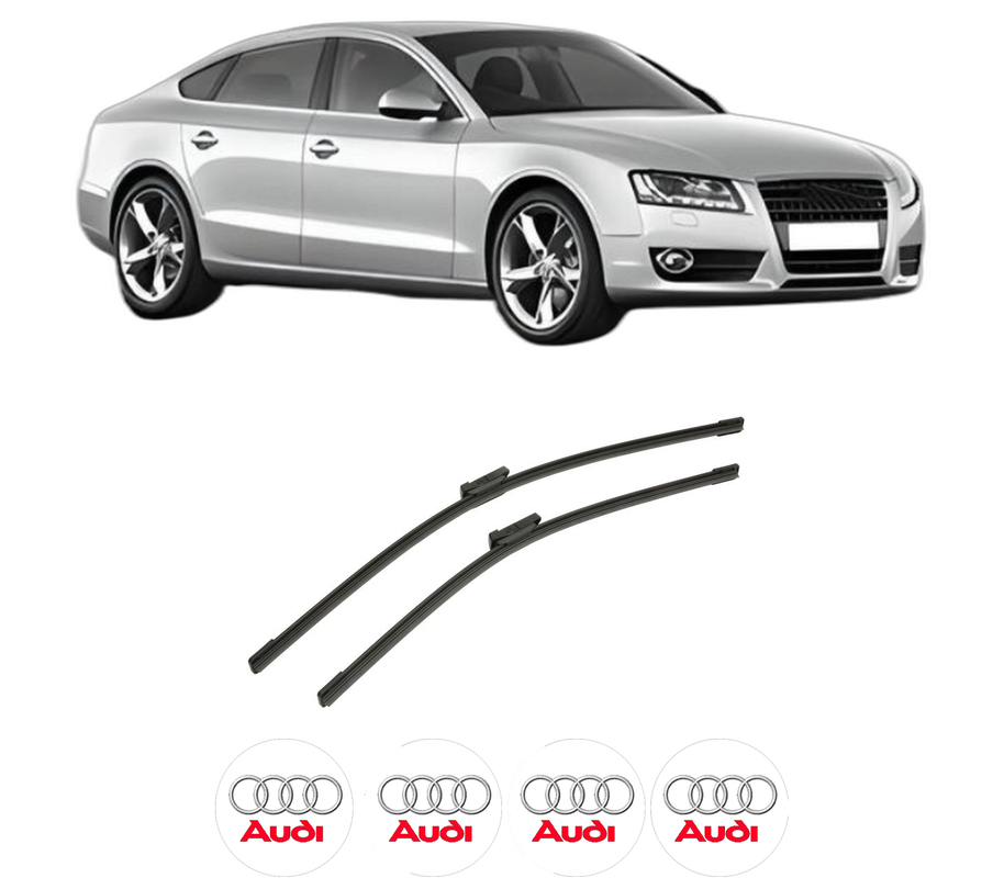 Set stergatoare auto AUDI A5 Sportback (8TA) din 2009-2017, pentru parbriz auto, 2 bucati, Bosch Aerotwin, din cauciuc siliconat rezistent, 4 Stickere Auto AUDI