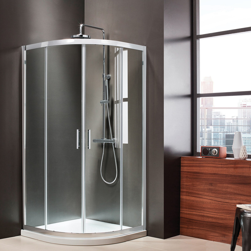 Καμπίνα Nτουζιέρας Ημικύκλια Axis Quadrant Chrome Clear Glass