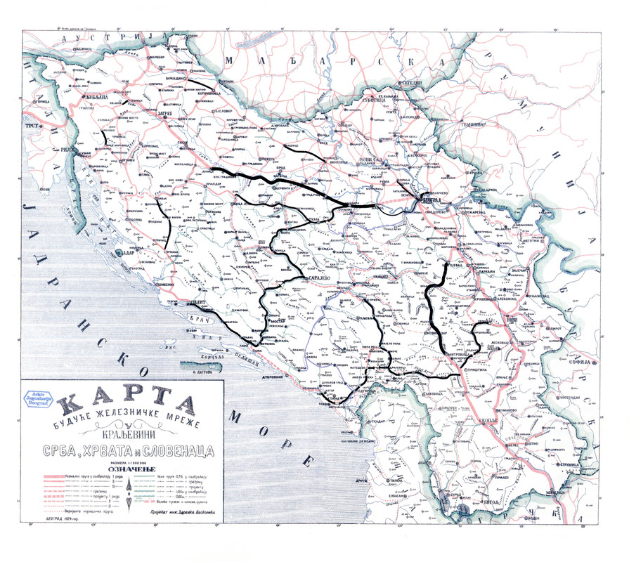 Karta buduće železničke mreže u Kraljevini Srba, Hrvata i Slovenaca