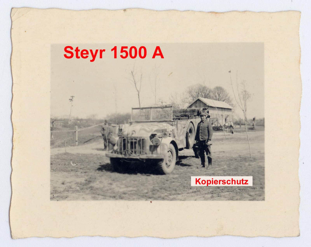 Foto Wehrmacht Steyr 1500 A,Auto,Kübelwagen,Tarn