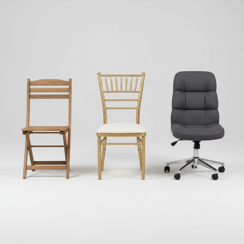 Сравнение различных моделей мебели для ивентов: складные, банкетные и дизайнерские варианты, что помогает грамотно спланировать аренду стульев под конкретные задачи.