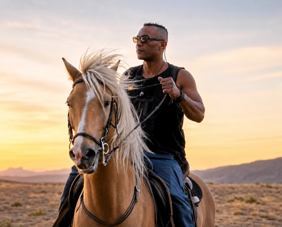 Horse riding across Ait Ben Haddou landscape