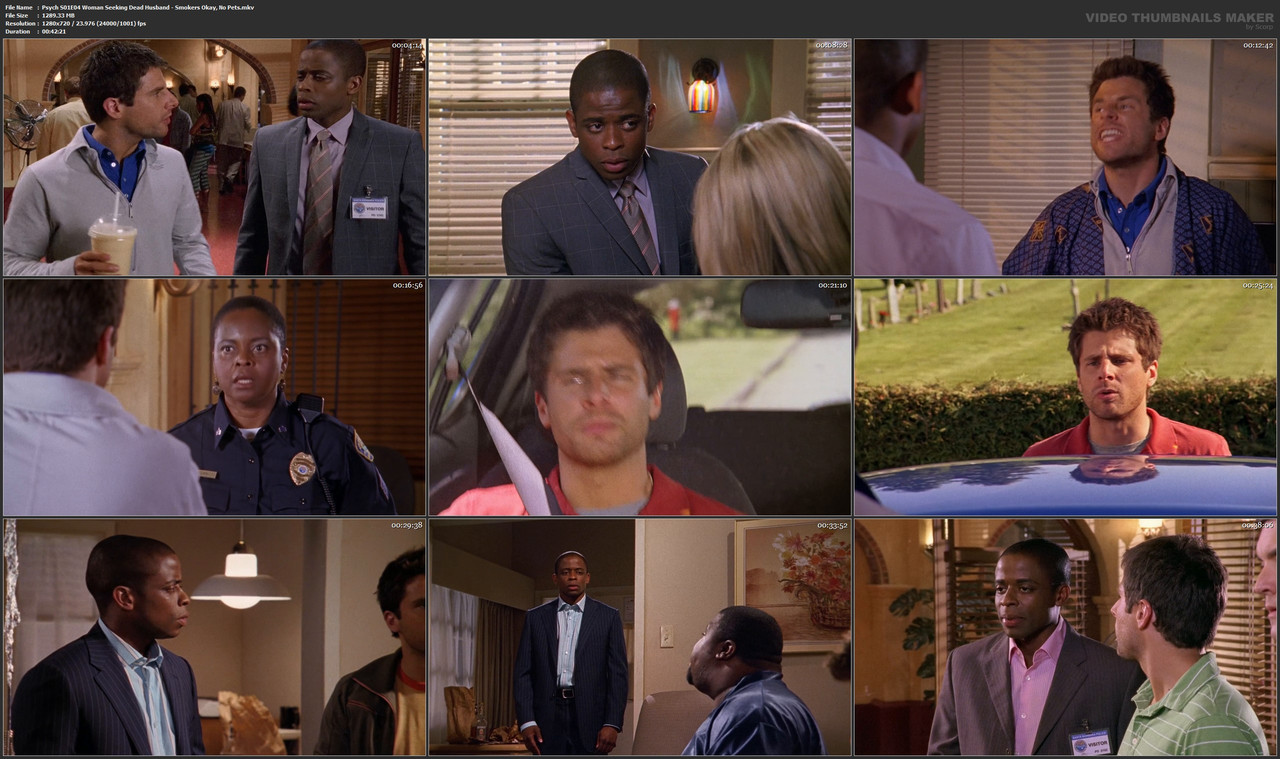 Psych S01E04 Woman Seeking Dead Husband - Smokers Okay, No Pets.mkv