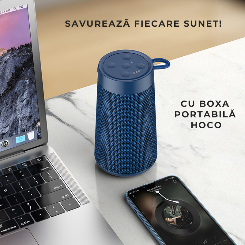 Boxa Portabila, Hoco HC13, BT 5.0, Capacitate 1200mAh, Autonomie 3 Ore, Negru 3