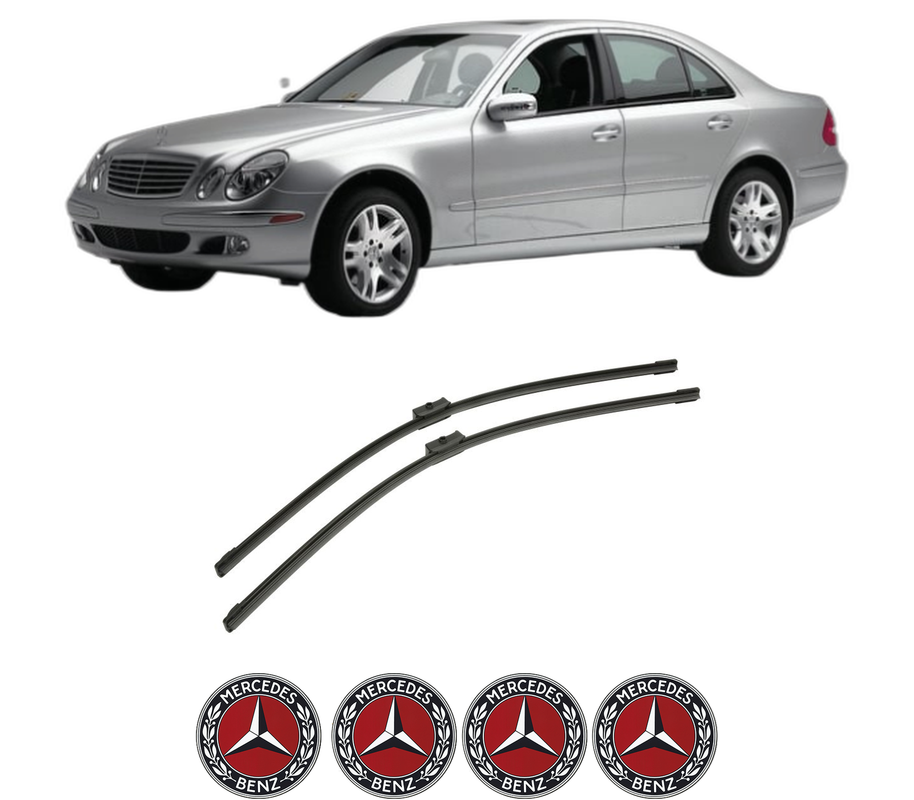 Set stergatoare auto MERCEDES-BENZ E-CLASS Platform/Chassis (VF211) din 2003-2009, pentru parbriz auto, 2 bucati, Bosch Aerotwin, din cauciuc siliconat rezistent, 4 Stickere Auto MERCEDES-BENZ