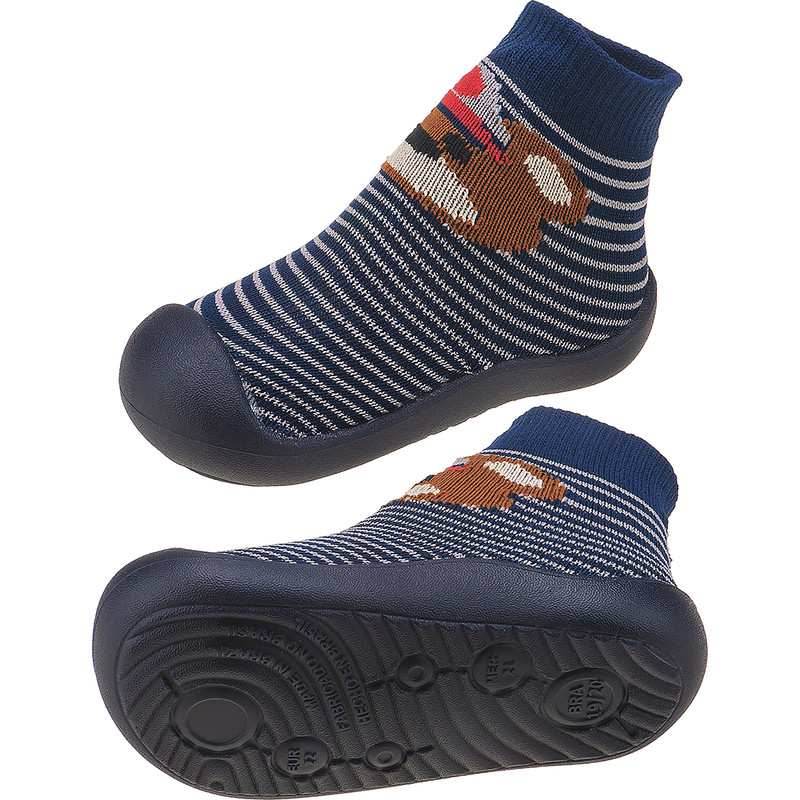 Meia com sola infantil antiderrapante urso miniatura 8