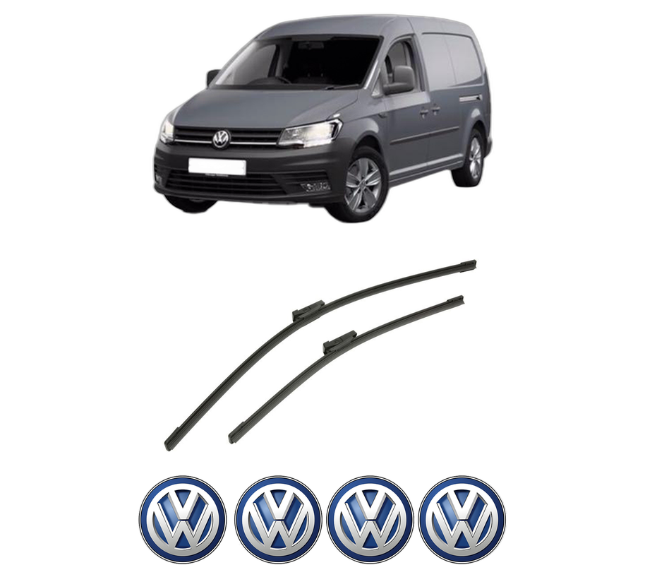 Set stergatoare auto Volkswagen CADDY IV MPV (SAB, SAJ) din 2015-2020, pentru parbriz auto, 2 bucati, Bosch Aerotwin, din cauciuc siliconat rezistent, 4 Stickere Auto Volkswagen