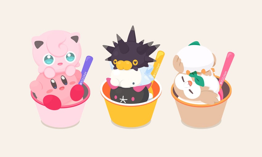 kirby-rowlet-jigglypuff-pyukumuku-and-pi