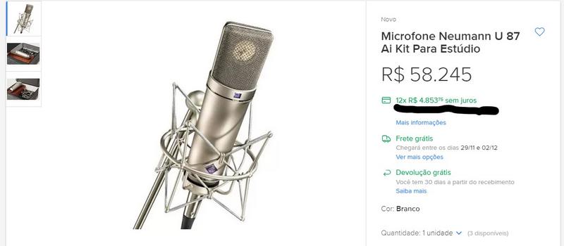 Investir em outro mic ou melhor preamp ? Anuncio-U87