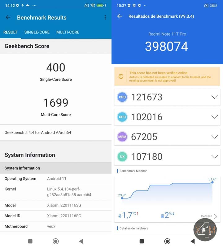 note 11 pro geekbench