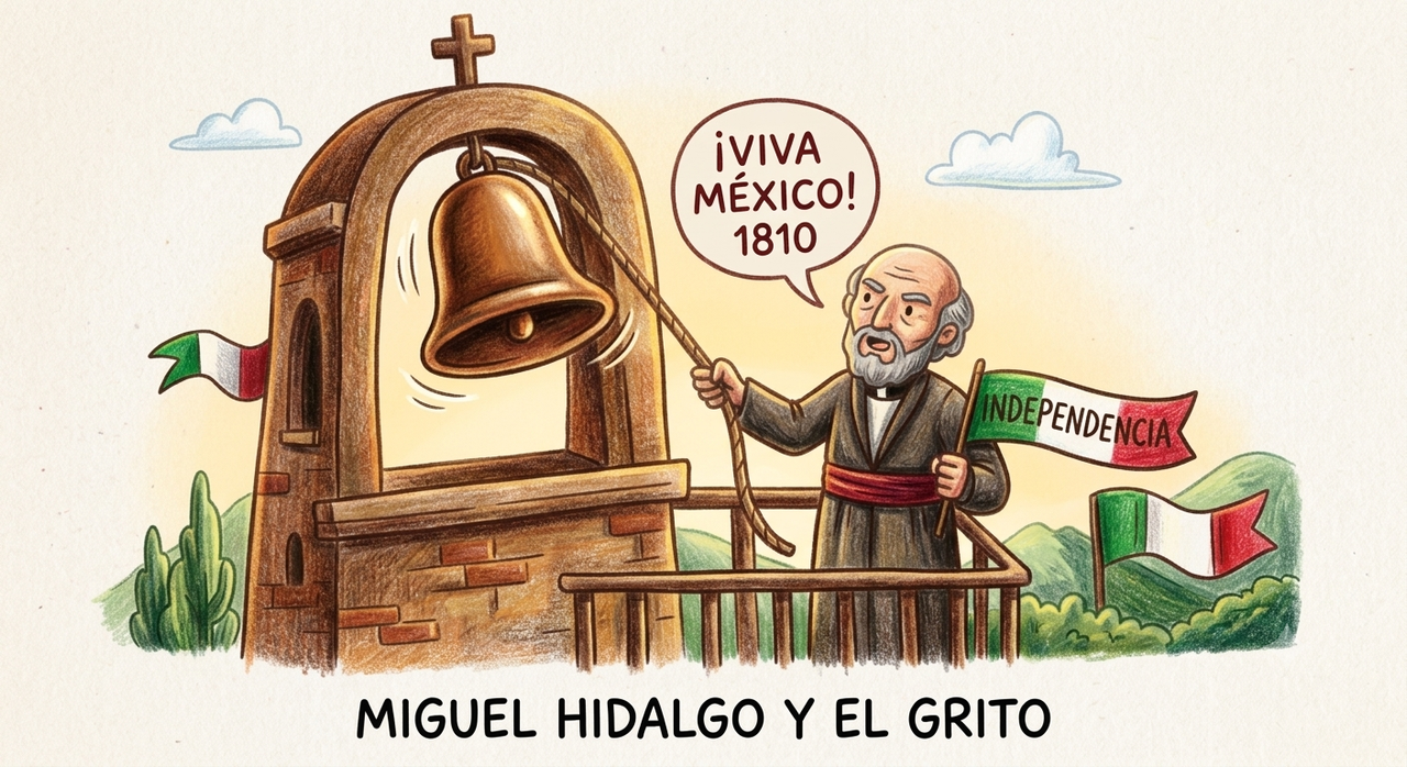 Dibujo iluminado de Miguel Hidalgo