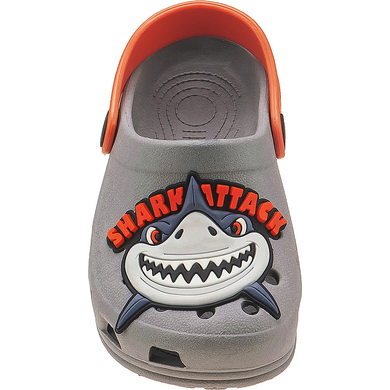 Chinelinho Infantil Shark Cinza/Laranja