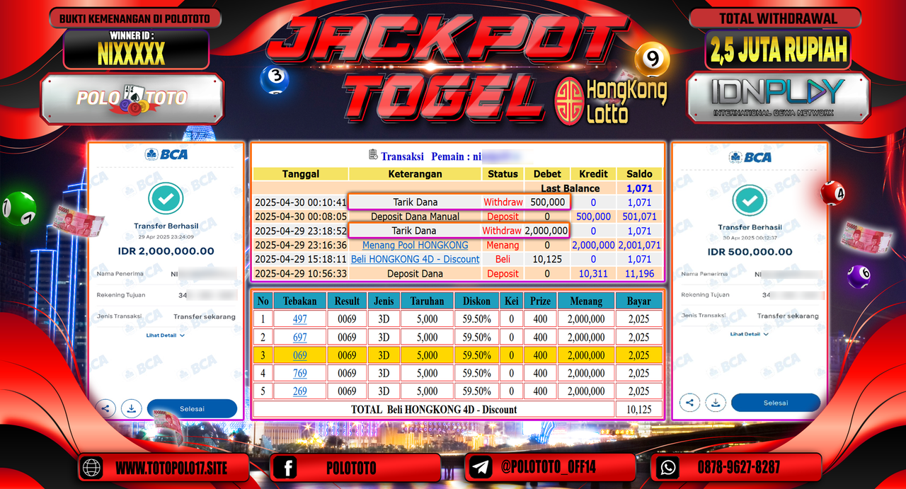POLOTOTO JACKPOT TOGEL HONGKONG LOTTO Rp.2.500.000,-