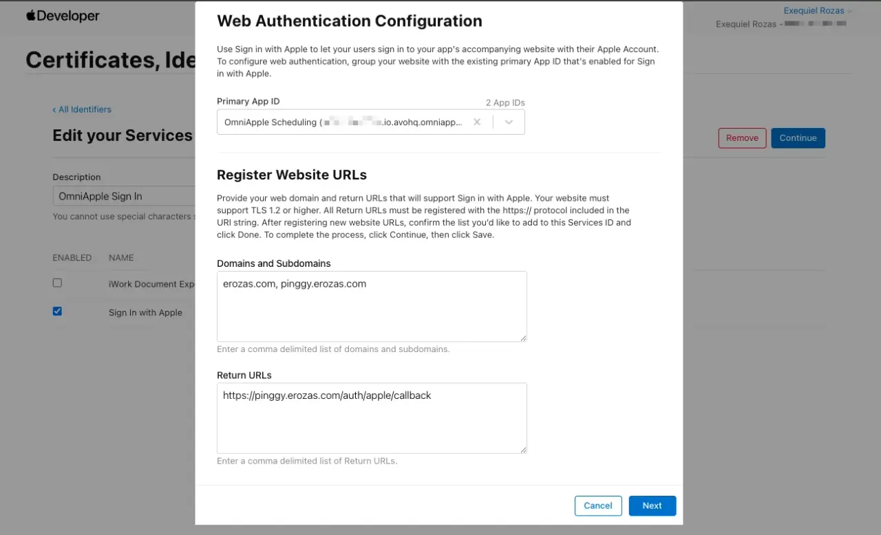 Web Authentication Configuration Dialog