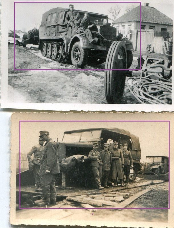 FOTO 2x WWII Schützen Panzer Halbkette mit Solda