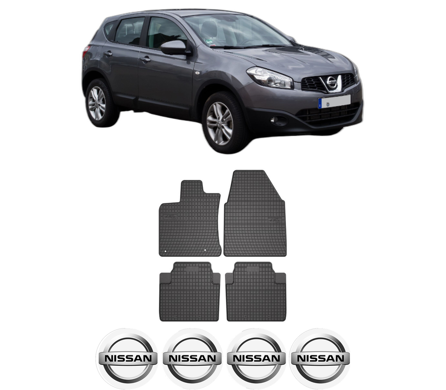 Set covorase presuri NISSAN QASHQAI I VAN (J10) din 2013-2014, auto, din cauciuc thermoplastic, 4 Stickere auto cu NISSAN