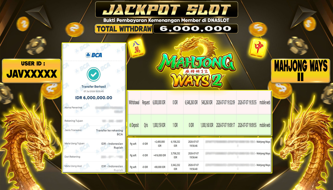JACKPOT SLOT MAHJONG WAYS 2  07 JULY 2026