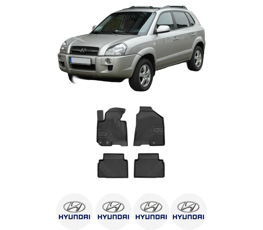 Set covorase presuri HYUNDAI TUCSON SUV Van (JM) din 2004-2010, auto, din cauciuc thermoplastic, 4 Stickere auto cu HYUNDAI