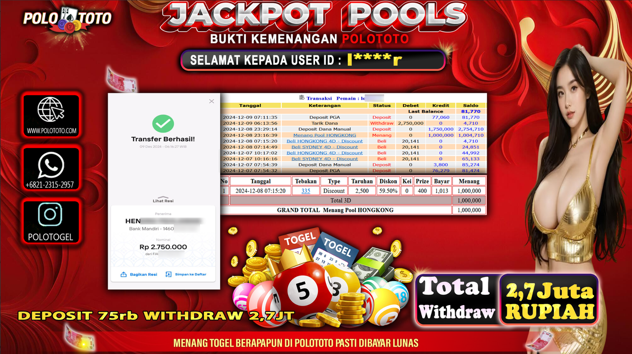 POLOTOTO JACKPOT TOGEL PASARAN HONGKONG Rp.2,750.000,-