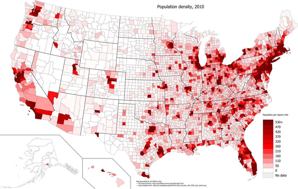 US Population density, 2010