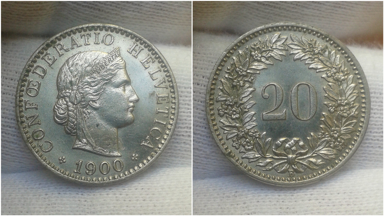 ¡¡A la antigua!! 20 Rappen 1900. Confederación Helvética. Polish-20200527-155456843