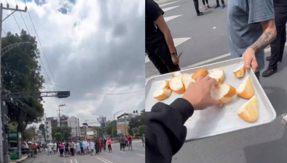 Para el susto, un hombre comenzó a repartir pan tras el sismo 
