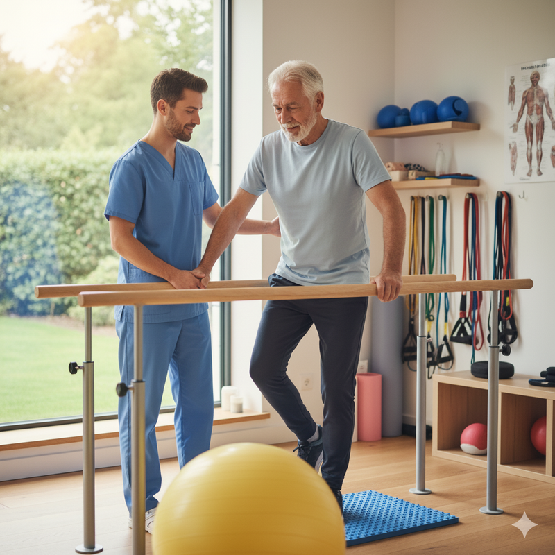 Therapist consulting patient