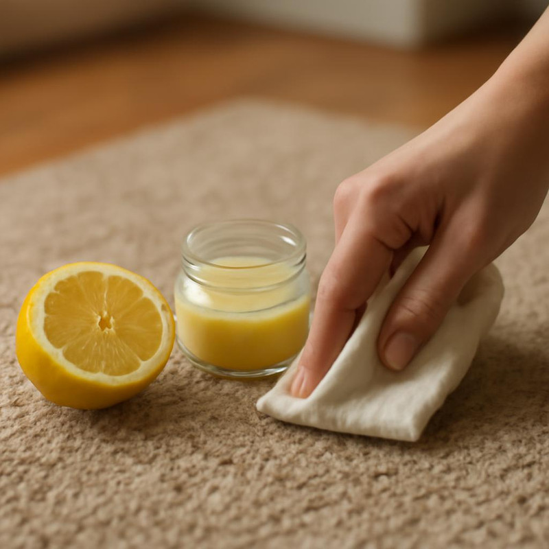 Обработка ковра от запахов пищи с использованием лимонной пасты