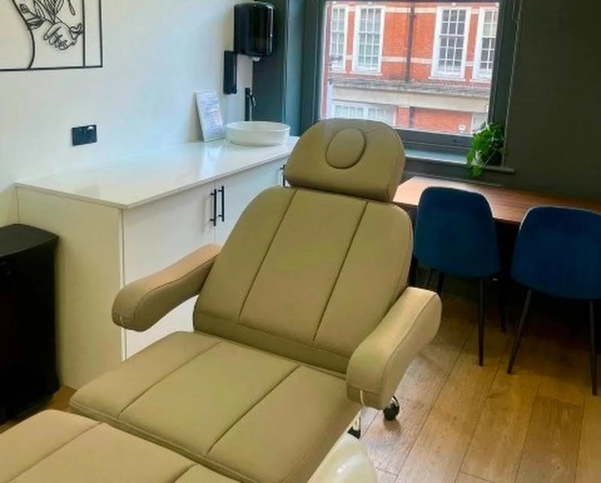 treatment room at Angelica’s Clinic in Central London.