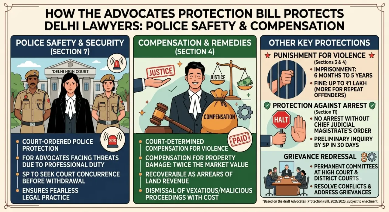 How the Advocates Protection Bill Protects Delhi Lawyers: Police Safety & Compensation
