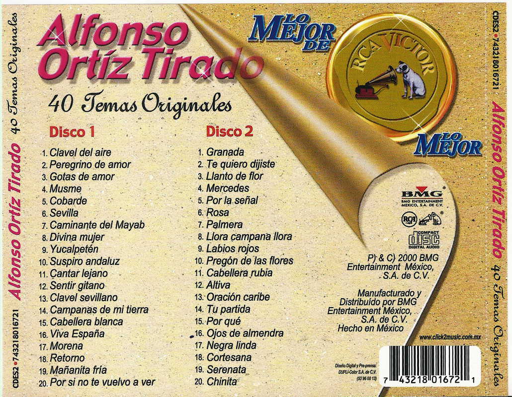 Alfonso Ortíz Tirado  -  Lo Mejor De RCA Victor 40 Temas Originales (2000) mp3 279 Kbps