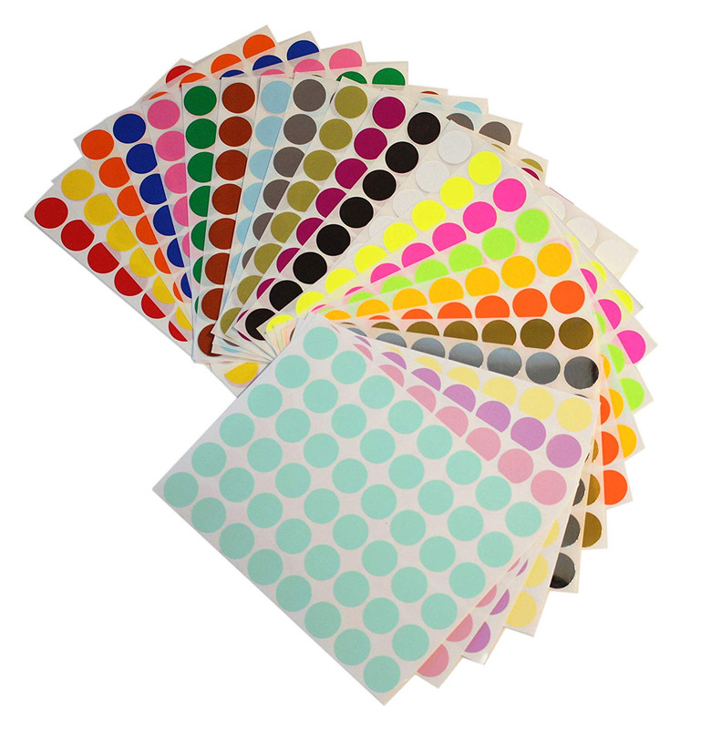 Round Color Coding Stickers 17mm Circle 3/4" Dots Permanent Adhesive