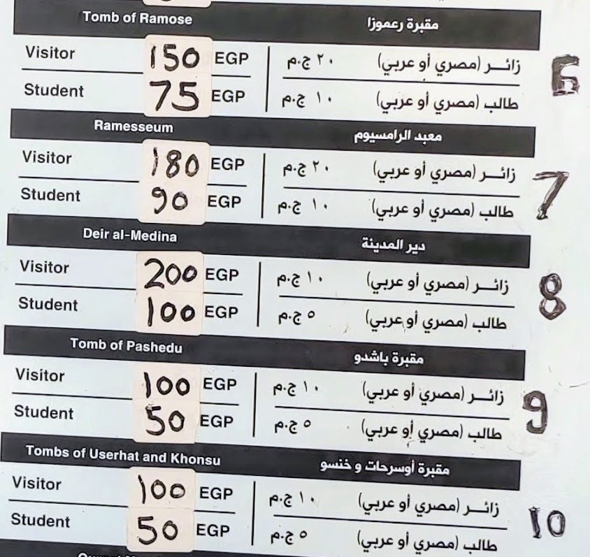 Precios West Bank Lúxor - Enero 2024 - Precios Entradas a Monumentos y Museos de Egipto - Foro Egipto