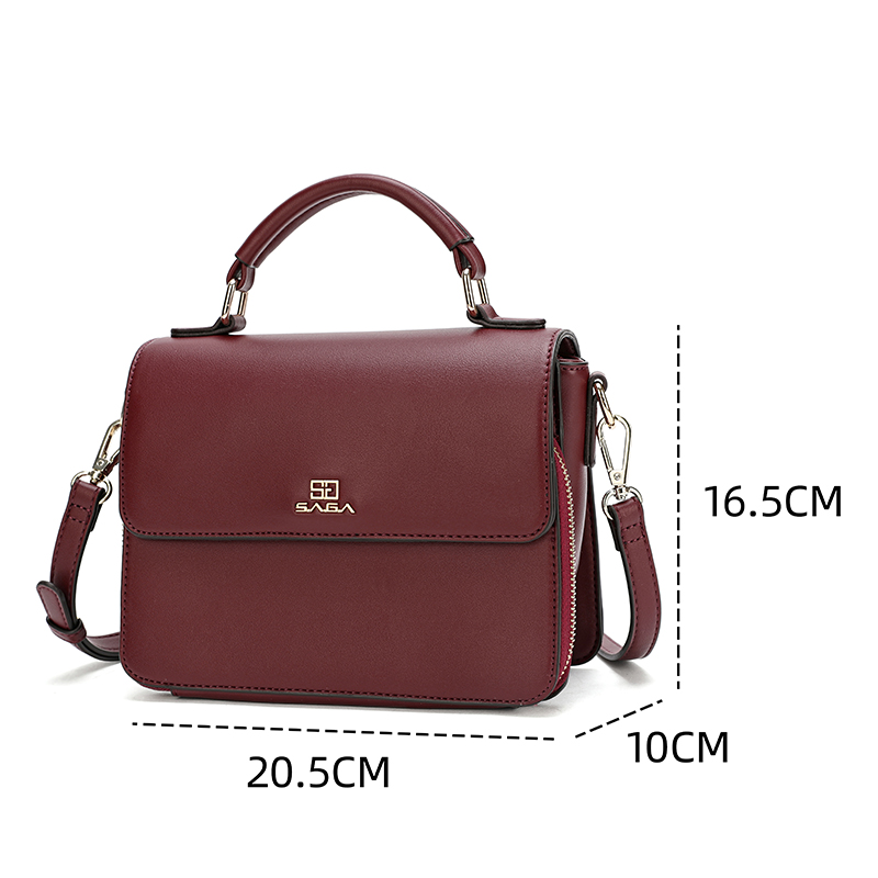 Women's Handheld bag with Detachable strap by SAGA, Color Maroon

