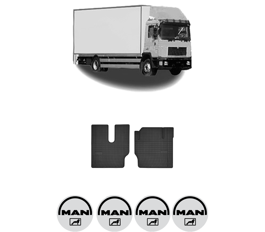 Set covorase presuri MAN F2000 din 1994-2005, auto, din cauciuc thermoplastic, 4 Stickere auto cu MAN