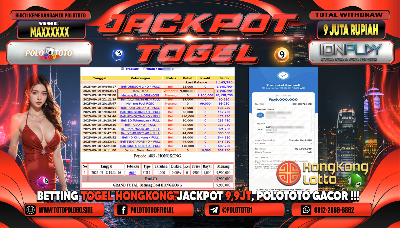 POLOTOTO JACKPOT TOGEL HONGKONG LOTTO Rp.9.000.000,-